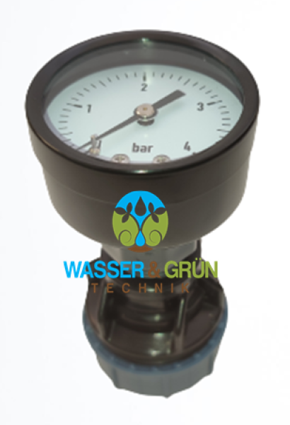 Manometer mit 1/4" AG, 50 mm,  0-6 bar oder 0-10 bar, Drucküberwachung, mit PE-Rohr Verschraubung